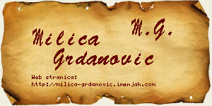 Milica Grdanović vizit kartica